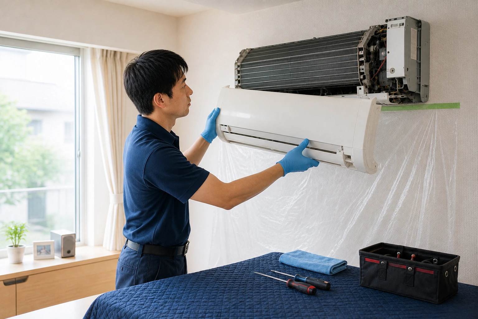 完全分解洗浄で内部パーツを取り外す作業