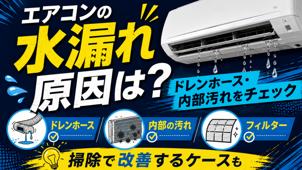 エアコンから水漏れする原因は？汚れが関係する症状と対処法