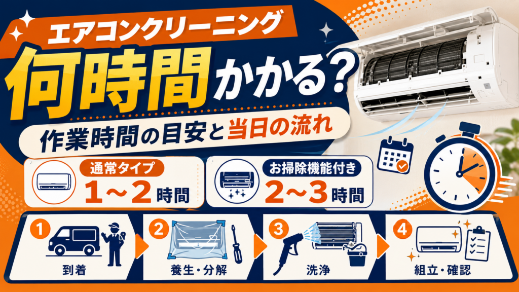 エアコンクリーニングの作業時間と当日の流れ｜予約前に知っておきたいこと
